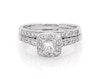 Thumbnail Image 1 of Previously Owned Princess-Cut Diamond Cushion Halo Bridal Set 5/8 ct tw 14K White Gold Size 5.25