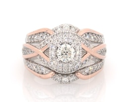 Previously Owned Round-Cut Diamond Bridal Set 7/8 ct tw 14K Two-Tone Gold Size 6