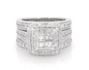 Thumbnail Image 1 of Previously Owned Princess-Cut Quad Diamond Bridal Set 1-7/8 ct tw 14K White Gold Size 6.75