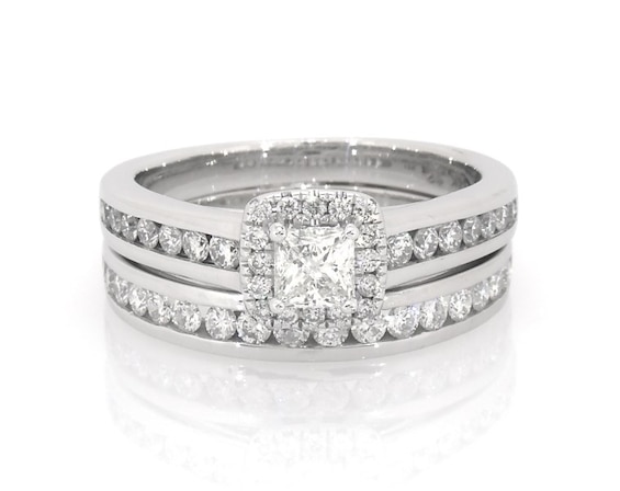 Previously Owned Princess-Cut Diamond Bridal Set 1 ct tw 14K White Gold Size 6.5