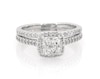Thumbnail Image 1 of Previously Owned Multi-Diamond Cushion Halo Bridal Set 1/2 ct tw 10K White Gold Size 6