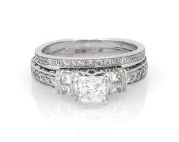Previously Owned Neil Lane Princess-Cut Diamond Bridal Set 1-1/3 ct tw 14K White Gold Size 6