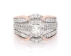Thumbnail Image 1 of Previously Owned Princess-Cut Diamond Halo Bridal Set 1 ct tw 14K Two-Tone Gold Size 6