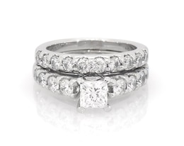 Previously Owned Princess-Cut Diamond Bridal Set 2 ct tw 14K White Gold Size 4.5