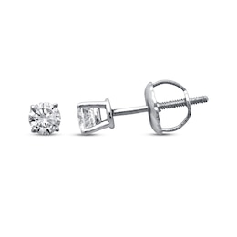Previously Owned Certified Round-cut Diamond Solitaire Earrings 1/4 ct tw 14K White Gold