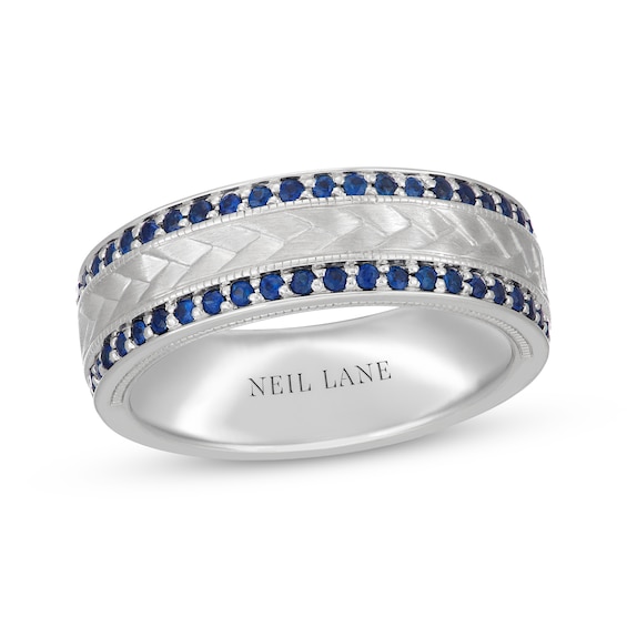 Previously Owned Neil Lane Men's Blue Sapphire Wedding Band 14K White Gold