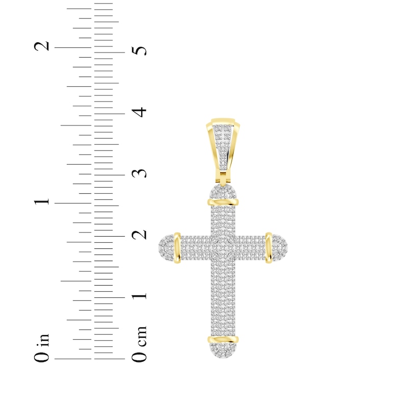 Main Image 2 of Previously Owned Men's Diamond Cross Charm 1/5 ct tw 10K Yellow Gold