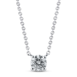 Previously Owned KAY Lab-Grown Diamonds Solitaire Diamond Necklace 1/2 ct tw Round-cut 14K White Gold 19" (F/VS2)