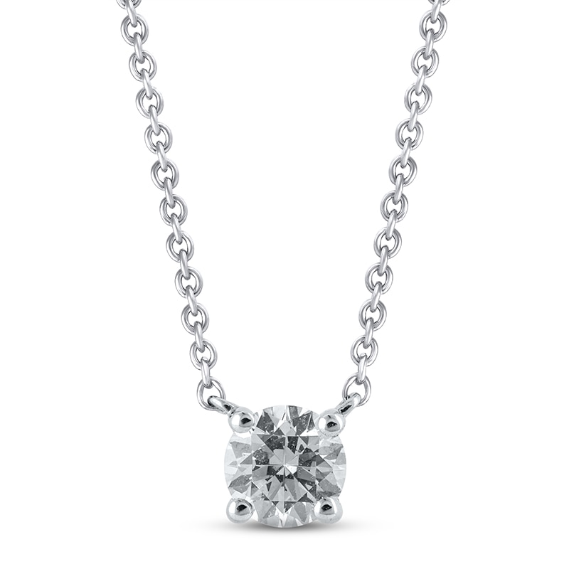 Main Image 1 of Previously Owned KAY Lab-Grown Diamonds Solitaire Diamond Necklace 1/2 ct tw Round-cut 14K White Gold 19" (F/VS2)