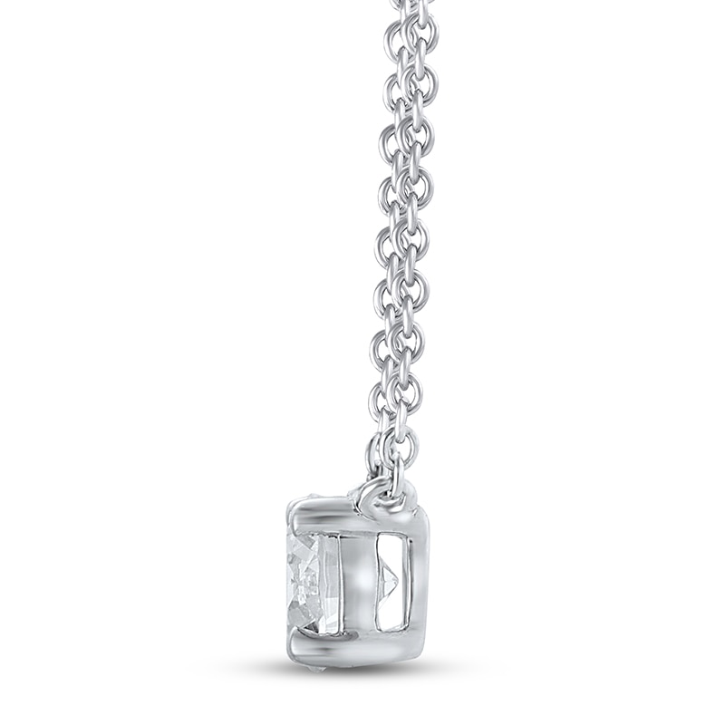 Main Image 2 of Previously Owned KAY Lab-Grown Diamonds Solitaire Diamond Necklace 1/2 ct tw Round-cut 14K White Gold 19" (F/VS2)