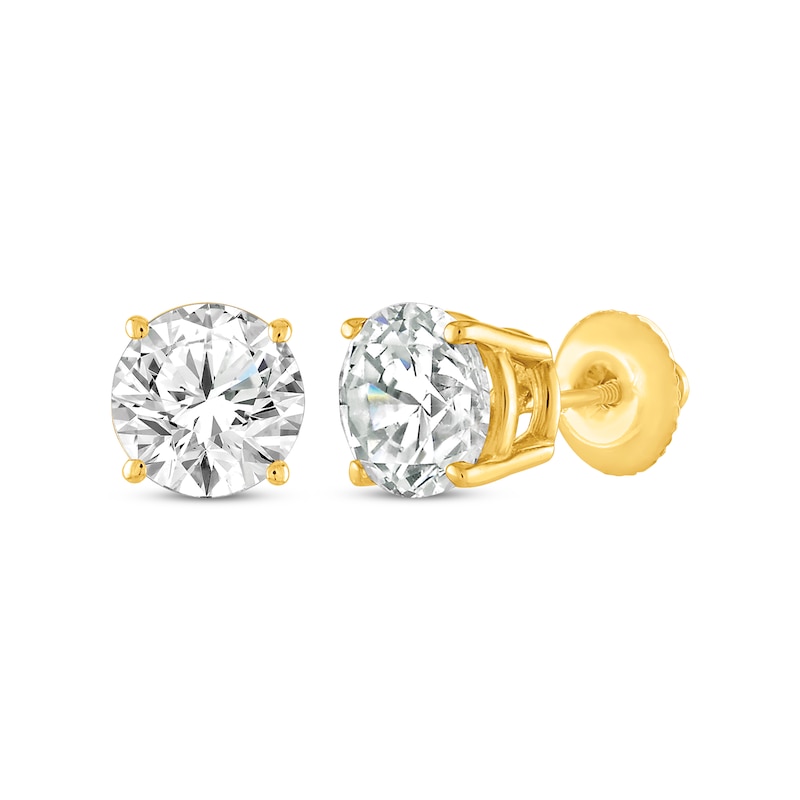 Main Image 1 of Previously Owned Diamond Solitaire Earrings 1 ct tw Round-cut 14K Yellow Gold