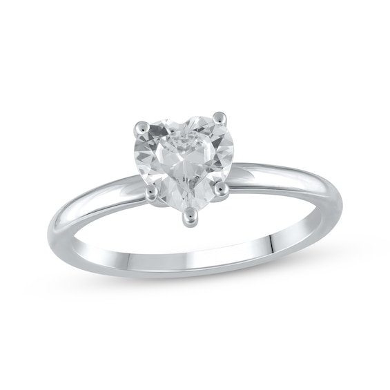 Previously Owned Lab-Grown Diamonds Heart-Shaped Solitaire Ring 1 ct tw 14K White Gold (F/SI2)