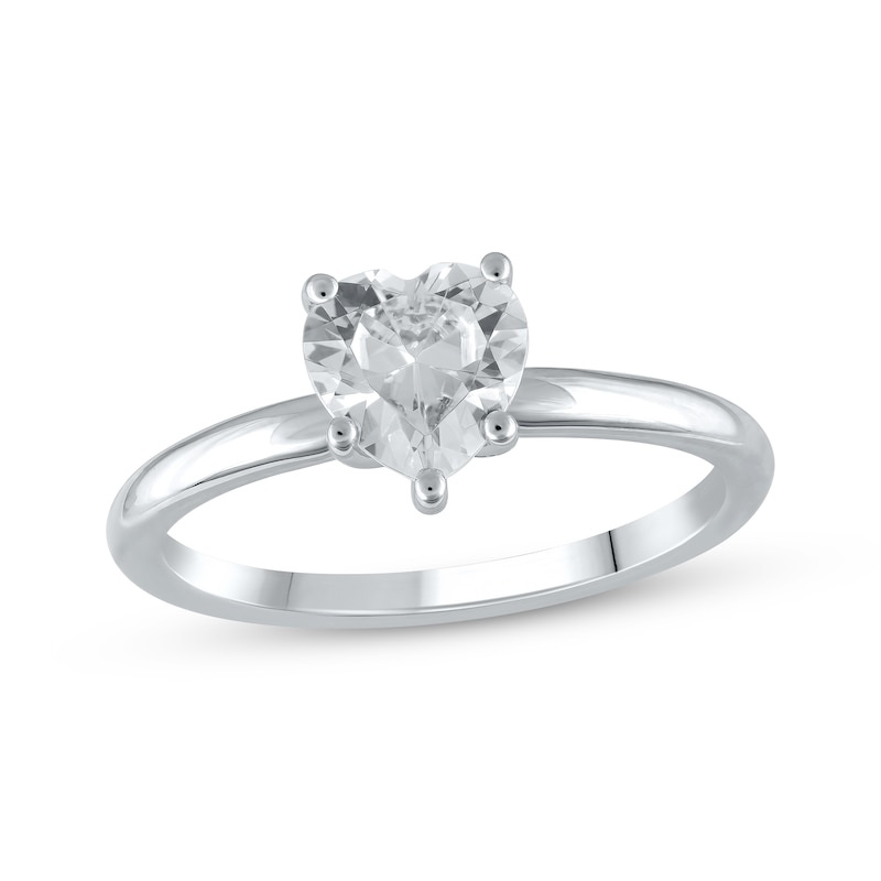 Main Image 1 of Previously Owned Lab-Grown Diamonds Heart-Shaped Solitaire Ring 1 ct tw 14K White Gold (F/SI2)