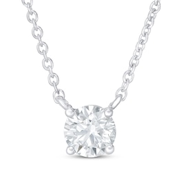 Previously Owned KAY Lab-Grown Diamonds Solitaire Necklace 1/2 ct tw 14K White Gold 18" (F/SI2)