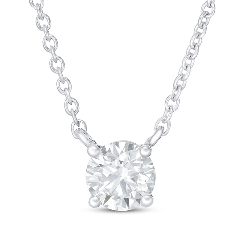 Main Image 1 of Previously Owned KAY Lab-Grown Diamonds Solitaire Necklace 1/2 ct tw 14K White Gold 18" (F/SI2)