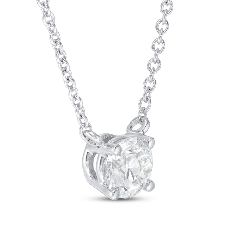 Main Image 2 of Previously Owned KAY Lab-Grown Diamonds Solitaire Necklace 1/2 ct tw 14K White Gold 18" (F/SI2)