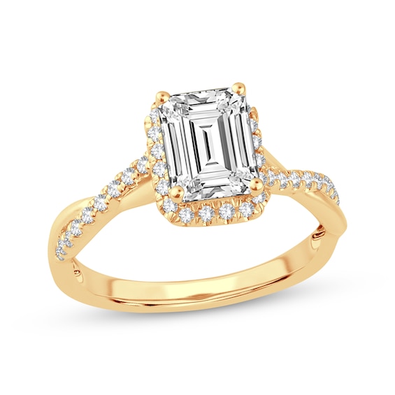 Previously Owned Lab-Grown Diamonds Emerald-Cut Engagement Ring 2-1/3 ct tw 14K Yellow Gold