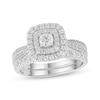 Thumbnail Image 1 of Previously Owned Round-Cut Diamond Double Cushion Frame Bridal Set 1 ct tw 10K White Gold