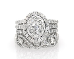 Previously Owned Round-Cut Multi-Diamond Bridal Set 3-1/4 ct tw 14K White Gold Size 8.5