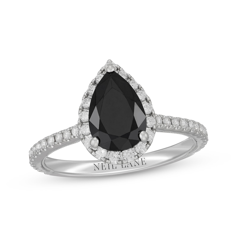 Main Image 1 of Previously Owned Neil Lane Pear-Shaped Black Diamond & White Diamond Engagement Ring 2 ct tw 14K White Gold