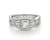 Thumbnail Image 1 of Previously Owned Neil Lane Princess-Cut Diamond Double Halo Bridal Set 1-1/5 ct tw 14K White Gold Size 6.75