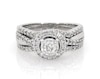 Thumbnail Image 1 of Previously Owned Round-Cut Diamond Halo Bridal Set 1 ct tw 14K White Gold Size 7.5