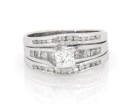 Previously Owned Princess-Cut Diamond Bridal Set 1-1/5 ct tw 14K White Gold Size 7.5