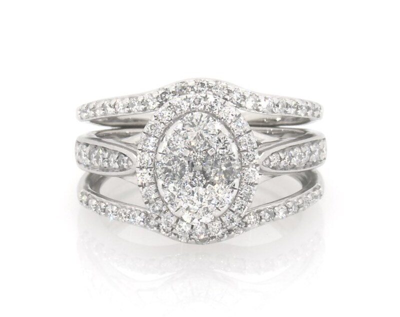5C 3PC Diamond Simulated Wedding Engagement Ring Set Womens  Bridal ring set size 5 display picture 1