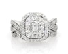 Thumbnail Image 1 of Previously Owned Baguette-Cut Diamond Double Halo Bridal Set 1-1/8 ct tw 14K White Gold Size 7.25