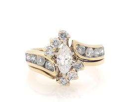 Previously Owned Marquise-Cut Diamond Bridal Set 1-3/8 ct tw 14K Yellow Gold Size 7