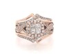 Thumbnail Image 1 of Previously Owned Princess-Cut Quad Diamond Halo Bridal Set 5/8 ct tw 10K & 14K Rose Gold Size 7