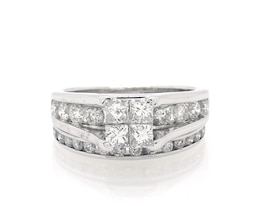 Previously Owned Princess-Cut Diamond Bridal Set 1 3/8 ct tw 14K White Gold Size 4.75