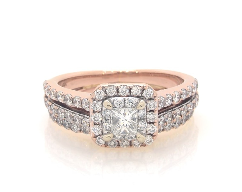 Main Image 1 of Previously Owned Round-Cut Diamond Bridal Set 1-1/4 ct tw 14K Two-Tone Gold Size 6