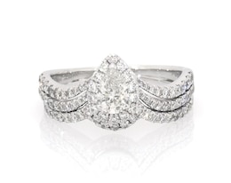 Previously Owned Neil Lane Pear-Shaped Diamond Halo Bridal Set 1 ct tw 14K White Gold Size 7.75