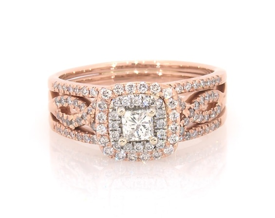 Previously Owned Princess-Cut Diamond Bridal Set 3/4 ct tw 14K Two-Tone Gold Size