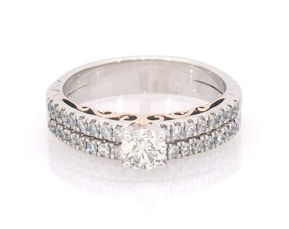 Previously Owned Adrianna Papell Round-Cut Diamond Engagement Ring 5/8 ct tw 14K Two-Tone Gold Size 9.25