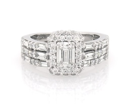 Previously Owned Baguette-Cut Diamond Bridal Set 1-1/2 ct tw 14K White Gold Size 6