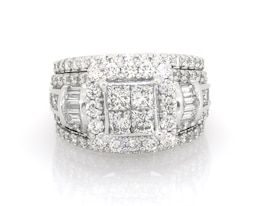 Previously Owned Diamond Bridal Set 3 ct tw Baguette & Round-cut 14K White Gold Size 6.5