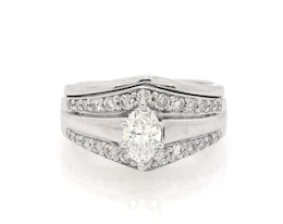 Previously Owned Marquise-Cut Diamond Bridal Set 7/8 ct tw 14K White Gold Size 3.5