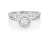 Thumbnail Image 1 of Previously Owned Round-Cut Diamond Halo Bridal Set 7/8 ct tw 10K White Gold Size 5.25