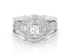Thumbnail Image 1 of Previously Owned Round-Cut Diamond Three-Stone Bridal Set 7/8 ct tw 14K White Gold Size 6