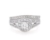 Thumbnail Image 1 of Previously Owned Round-Cut Diamond Halo Bridal Set 3/4 ct tw 14K White Gold Size 6