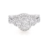 Thumbnail Image 1 of Previously Owned Round-Cut Diamond Halo Bridal Set 1-1/5 ct tw 14K White Gold Size 7.25