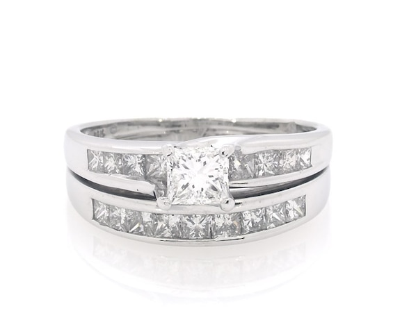 Previously Owned Princess-Cut Diamond Bridal Set 1-3/8 ct tw 14K White Gold Size 8