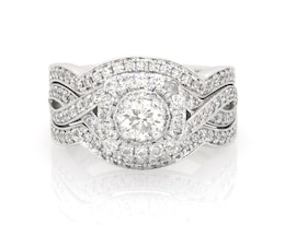 Previously Owned Neil Lane Round-Cut Diamond Halo Bridal Set 1 ct tw 14K White Gold Size 5