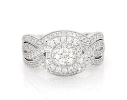 Previously Owned Neil Lane Round-Cut Diamond Halo Bridal Set 1 ct tw 14K White Gold Size 7.25