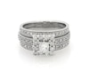 Thumbnail Image 1 of Previously Owned Princess-Cut Diamond Halo Bridal Set 7/8 ct tw 14K White Gold Size 5