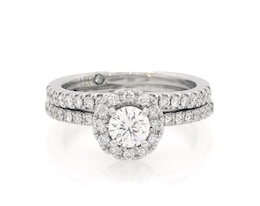 Previously Owned THE LEO Round-Cut Diamond Bridal Set 1 ct tw 14K White Gold Size 6.5