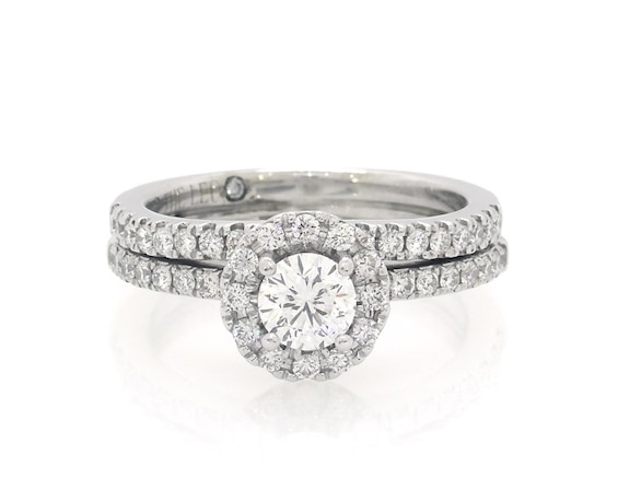 Previously Owned THE LEO Round-Cut Diamond Bridal Set 1 ct tw 14K White Gold Size 6.5