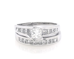 Previously Owned Princess-Cut Diamond Bridal Set 1-3/8 ct tw 14K White Gold Size 6